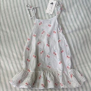 White Dress with Cherry Print